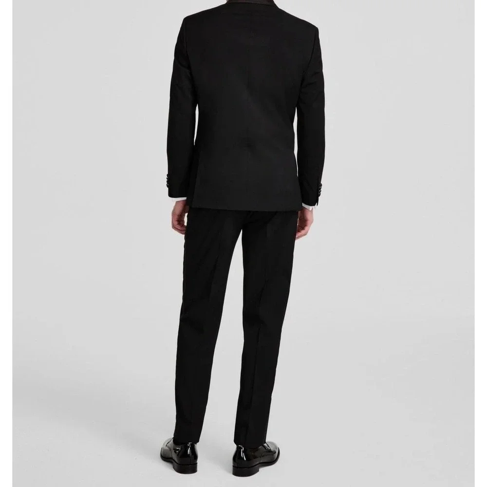 Nautica Mens 2-pc Suit Modern fit Tuxedo Jacket 36R Pants 30W 30L Black